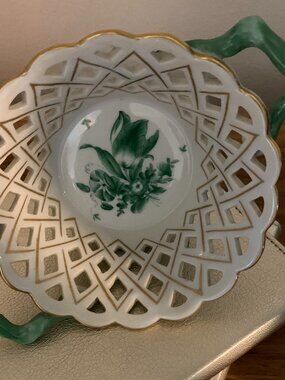 Basket with Handle  Herend Porcelain Spring Bouquet Floral